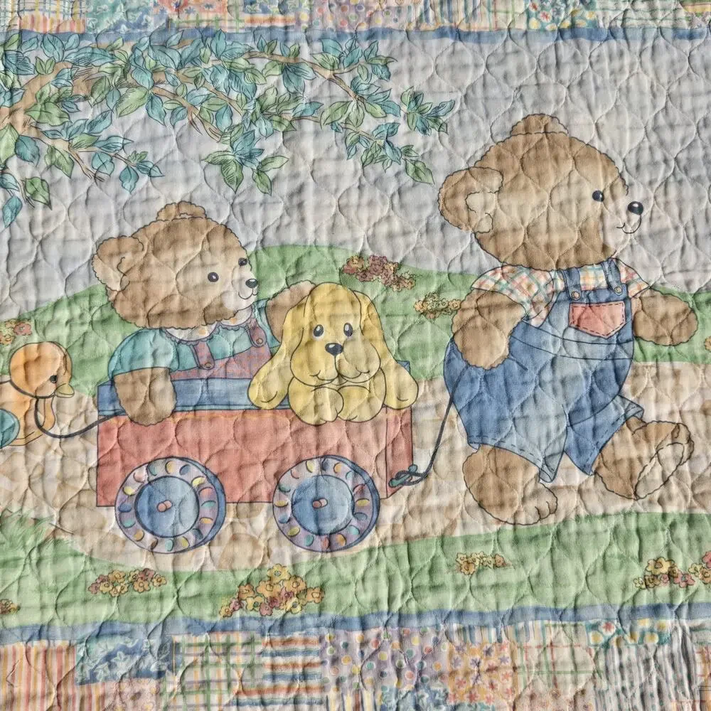 Vintage Baby Quilt‎ Soft Pastel Colors Nursery Cottagecore Approx. 42